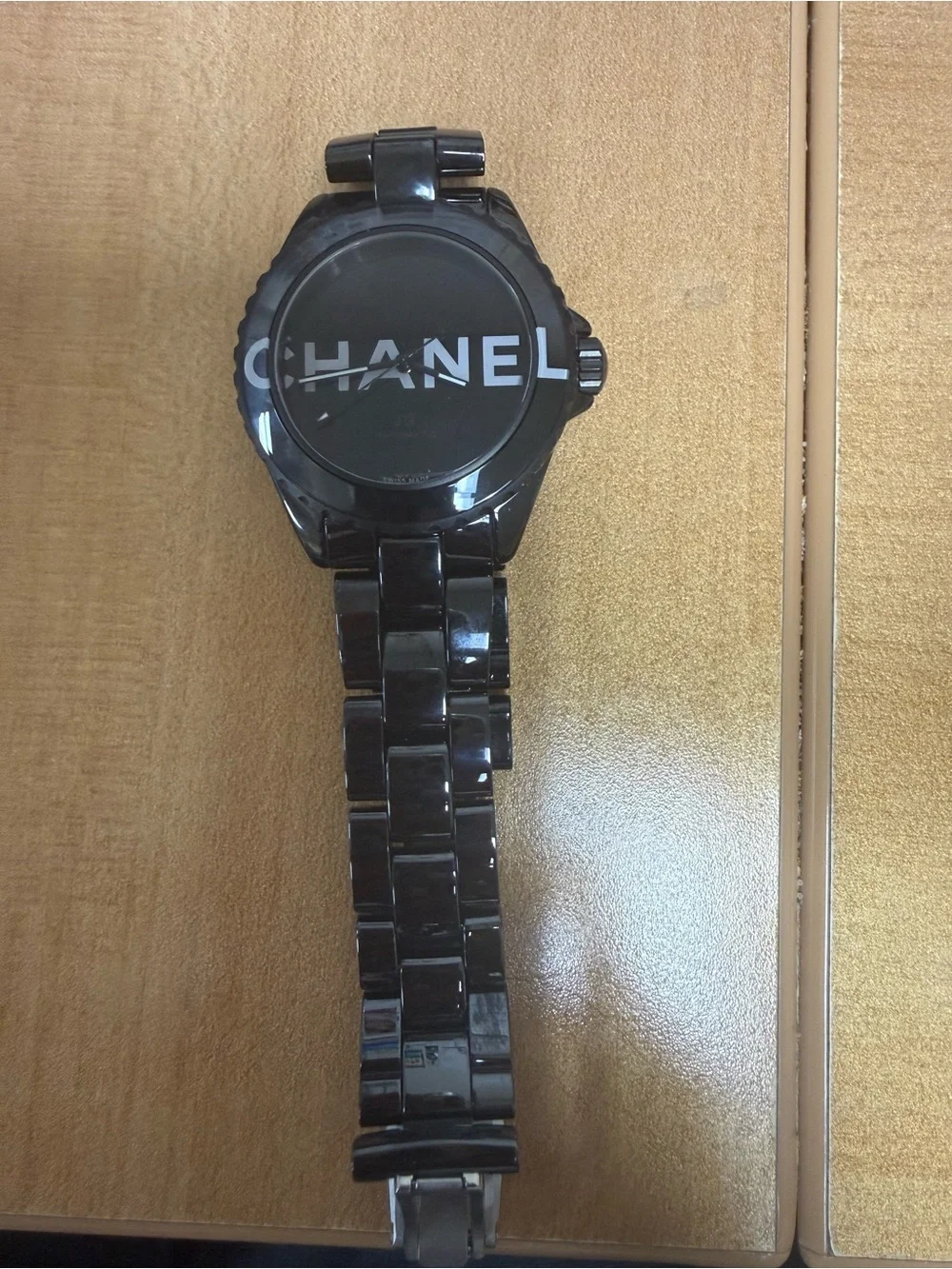 CHANEL 38 mm Black Ceramic J12 Bracelet Watch with Chanel Logo Dial